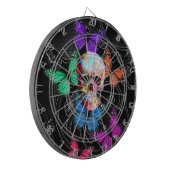 Fantastische schedel en gekleurde vlinders dartbord (Voorkant Links)