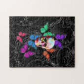Fantastische schedel en gekleurde vlinders legpuzzel (Horizontaal)
