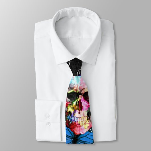 Fantastische schedel en gekleurde vlinders stropdas (Gebonden)