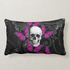 Fantastische schedel en hete roze vlinders kussen