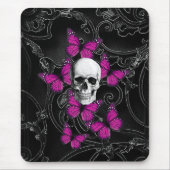 Fantastische schedel en hete roze vlinders muismat (Voorkant)