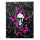 Fantastische schedel en hete roze vlinders notitieboek (Voorkant)