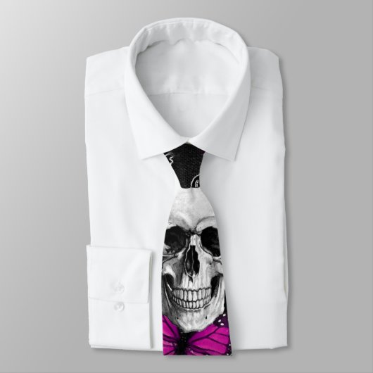 Fantastische schedel en hete roze vlinders stropdas (Gebonden)