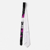 Fantastische schedel en hete roze vlinders stropdas (Achterkant)
