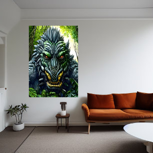 Fantastische sla in het bos AI Art Poster