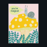 Fantastische slak op Magische paddenstoel Kute CUS Briefkaart<br><div class="desc">kaart,  voeg uw eigen tekst aan de rug of de voorzijde van de kaart toe. Bekijk mijn winkel voor meer design of laat me weten of je iets op maat wilt.</div>