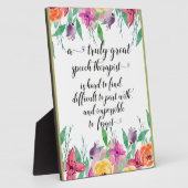 Fantastische spraaktherapeut bedankt SLP Fotoplaat (Zijkant)