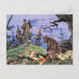 Fantastische stand in de stijl van een bos sprookj briefkaart