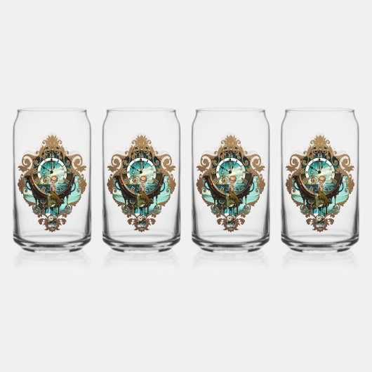 Fantastische steampunk zee klok blikvorm glas (Voorkant)