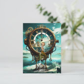 Fantastische steampunk zee klok briefkaart (Staand voorkant)
