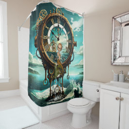 Fantastische steampunk zee klok douchegordijn