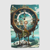 Fantastische steampunk zee klok golfhanddoek (Voorkant)