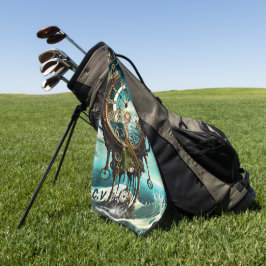 Fantastische steampunk zee klok golfhanddoek