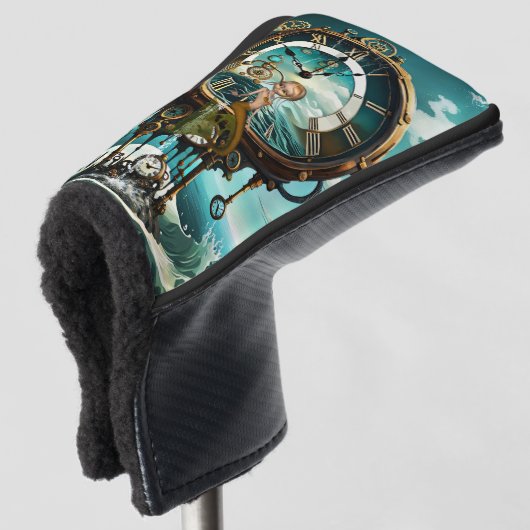 Fantastische steampunk zee klok golfheadcover (3/4 voorkant)