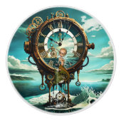 Fantastische steampunk zee klok keramische knop (Voorkant)