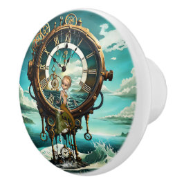 Fantastische steampunk zee klok keramische knop