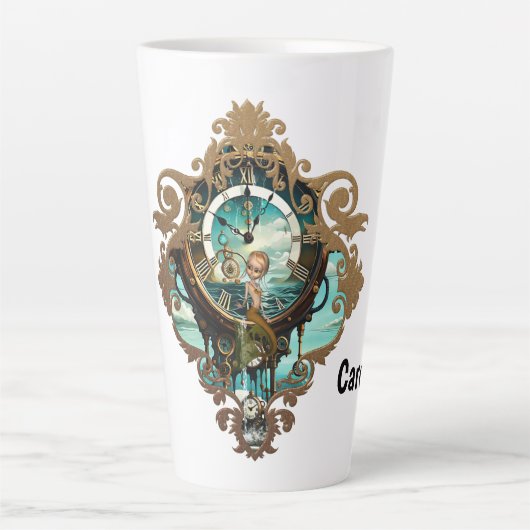 Fantastische steampunk zee klok latte mok (Voorkant)