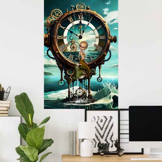 Fantastische steampunk zee klok poster (Thuiskantoor)