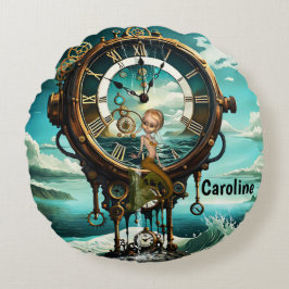 Fantastische steampunk zee klok rond kussen