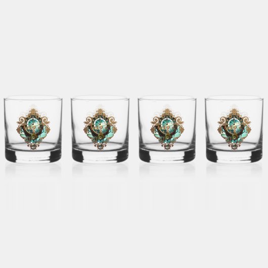 Fantastische steampunk zee klok whisky glas (Achterkant)