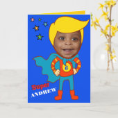 Fantastische Superhero Comic Birthday Kind Kaart (Gele Bloem)