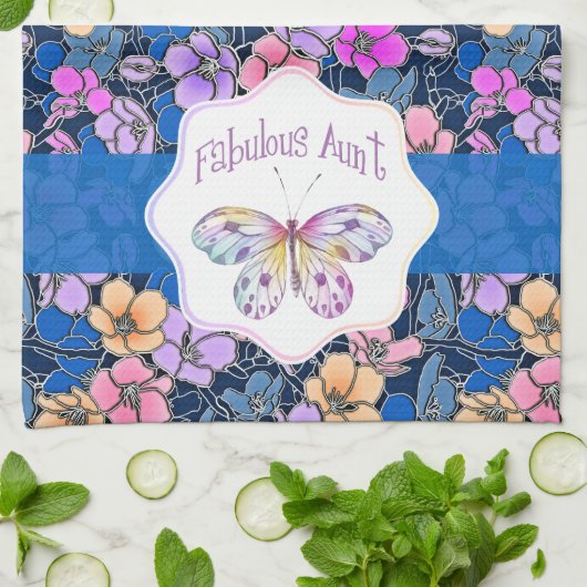 Fantastische tante vlinder cadeau theedoek (Gevouwen)