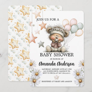 Fantastische Teddybeer Baby Shower Uitnodiging