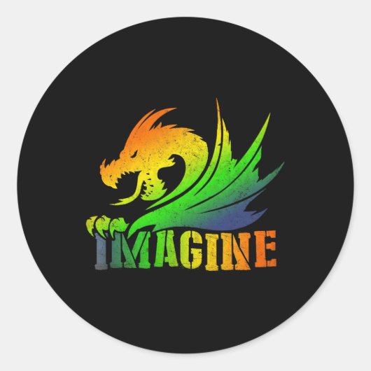 Fantastische trekstijl IMAGINE Fantasy Ideaal voor Ronde Sticker (Voorkant)
