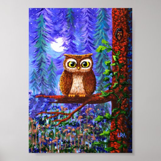 Fantastische Uil Kunst Bosmaan Creationarts Poster (Voorkant)