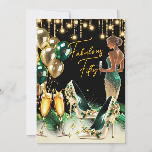 Fantastische Verjaardag Emerald Green Gold Cream J Kaart (Voorkant)