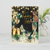 Fantastische Verjaardag Emerald Green Gold Cream J Kaart (Staand voorkant)