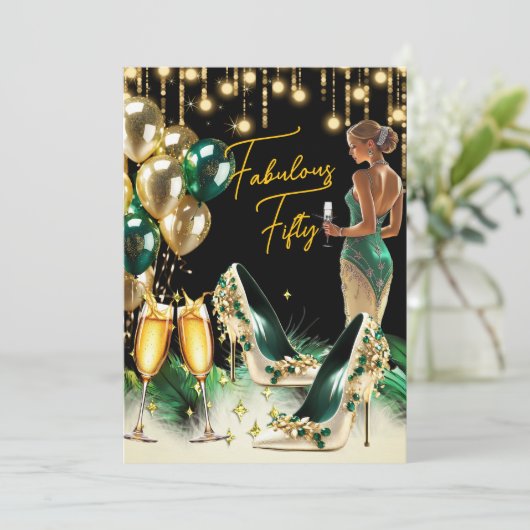 Fantastische Verjaardag Emerald Green Gold Cream J Kaart (Staand voorkant)