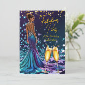 Fantastische Verjaardag Glitter Paarse Blauwgroen Kaart (Staand voorkant)