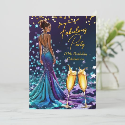 Fantastische Verjaardag Glitter Paarse Blauwgroen  Kaart (Staand voorkant)