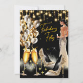 Fantastische Verjaardag Gouden Crème Champagne Jur Kaart (Voorkant)