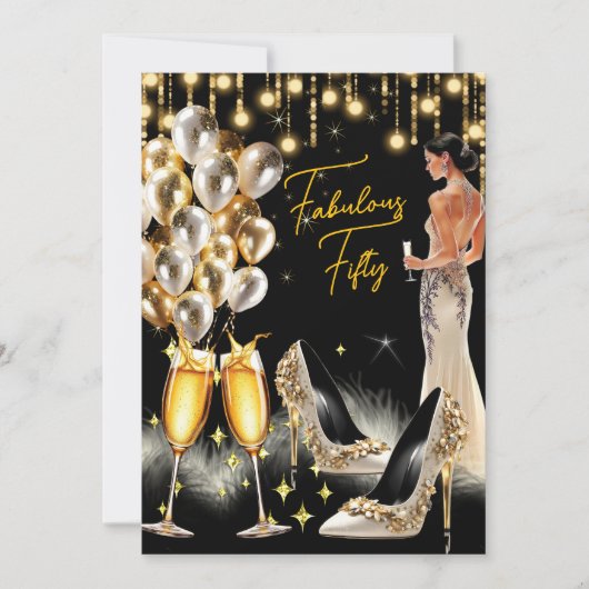 Fantastische Verjaardag Gouden Crème Champagne Jur Kaart (Voorkant)