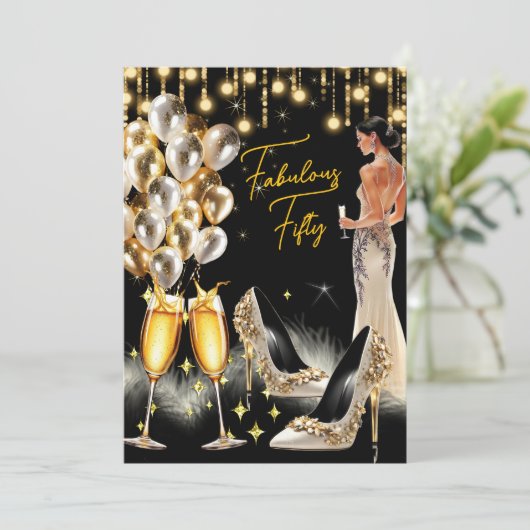 Fantastische Verjaardag Gouden Crème Champagne Jur Kaart (Staand voorkant)