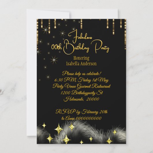 Fantastische Verjaardag Gouden Crème Champagne Jur Kaart (Achterkant)