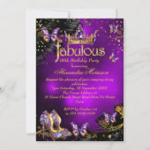 Fantastische verjaardag paarse gouden zwarte vlind kaart (Voorkant)