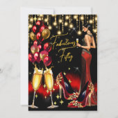 Fantastische verjaardag rode glitter champagne jur kaart (Voorkant)