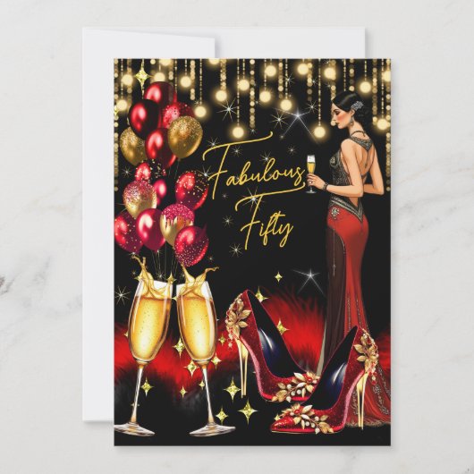 Fantastische verjaardag rode glitter champagne jur kaart (Voorkant)