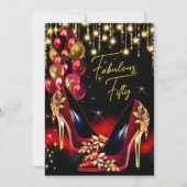 Fantastische verjaardag rode glitter hakken ballon kaart (Voorkant)