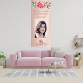 Fantastische verjaardag roos gouden foto roze spandoek