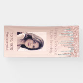 Fantastische verjaardag roos gouden foto zilveren  spandoek (Horizontaal)