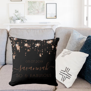 Fantastische verjaardag zwarte goudmonogram kussen