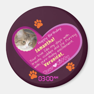 Fantastische verjaardagsbericht van Cat naar haar Magneet