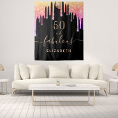 Fantastische verjaardagsfeestdag glitter zwarte gl wandkleed