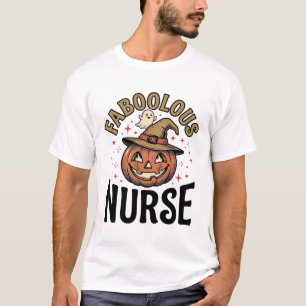 Fantastische Verpleegster Halloween Pompoen Vintag T-shirt