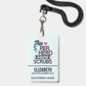 Fantastische Verpleegster Superheld Zegt Typografi Badge (Voorzijde met lanyard)
