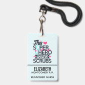 Fantastische Verpleegster Superheld Zegt Typografi Badge (Achterkant met lanyard)